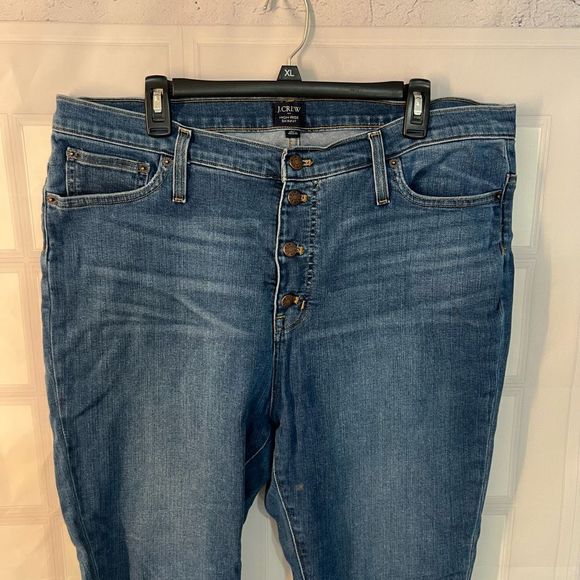 J crew high rise button fly skinny raw hem jeans size 34 - Picture 3 of 10
